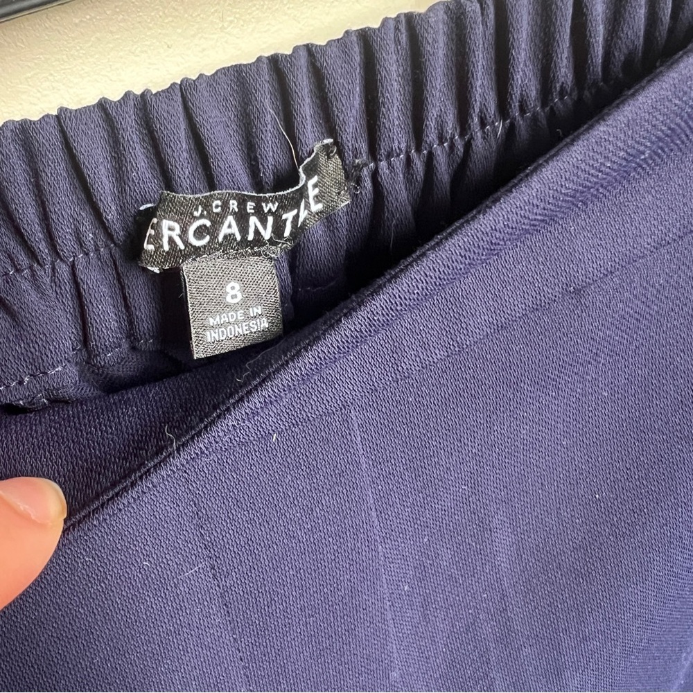 J.Crew Mercantile Jamie Navy Blue Pull-On Elastic Waist ankle crop Dress Pants 8 - Picture 6 of 6